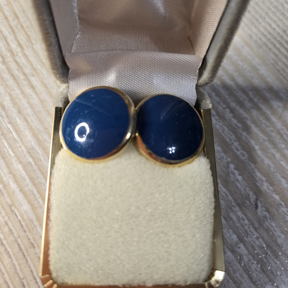 Vintage Blue Clip On Earrings